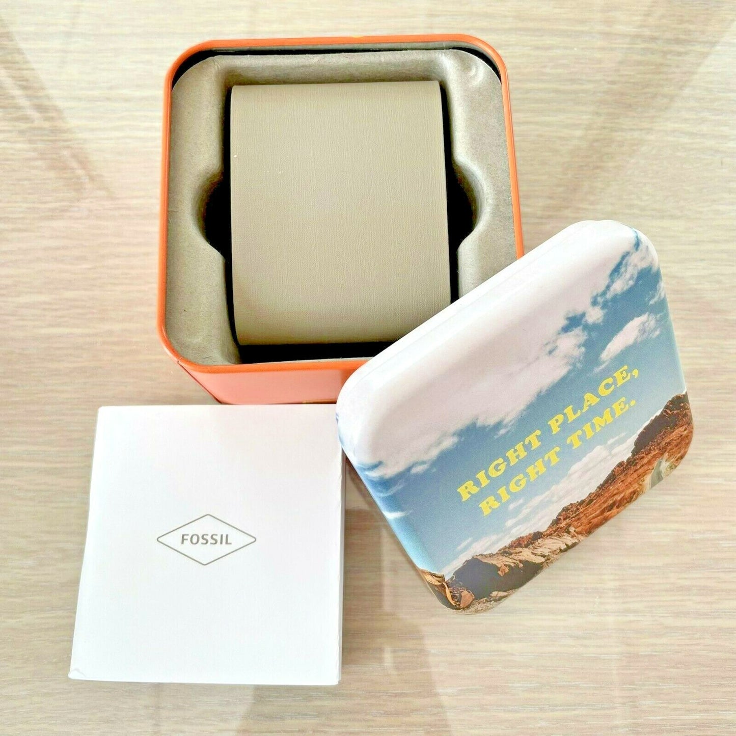 Genuine Fossil Tin Watch Storage Box + Manual