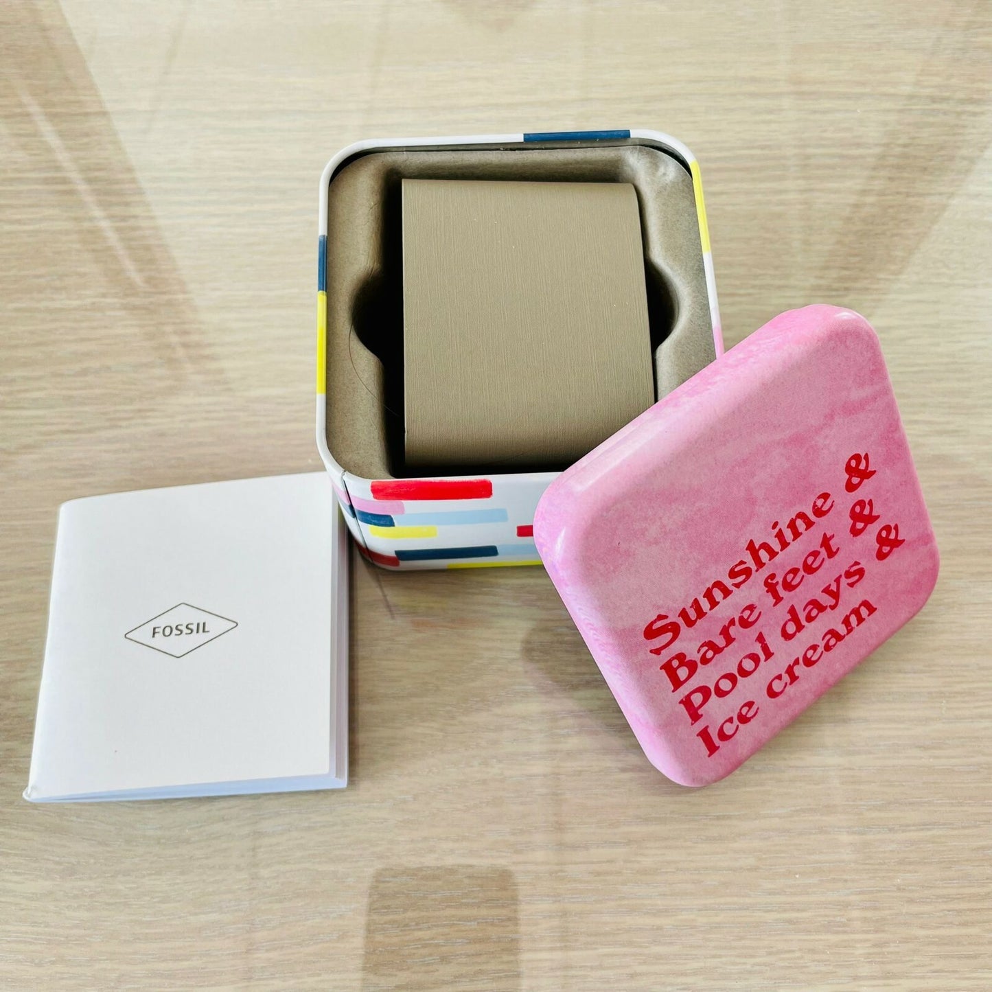 Genuine Fossil Tin Watch Storage Box + Manual