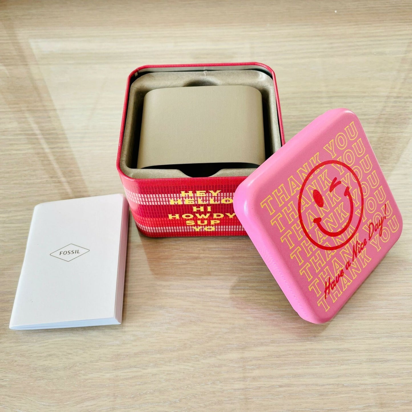 Genuine Fossil Tin Watch Storage Box + Manual