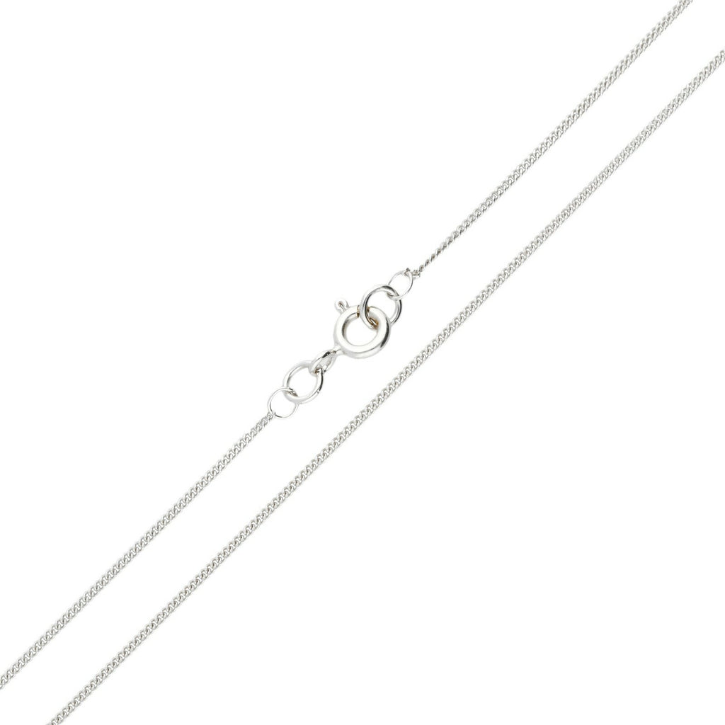 Cadena de eslabones limados de oro blanco de 9 quilates y 1 mm para mujer, de 18 pulgadas.