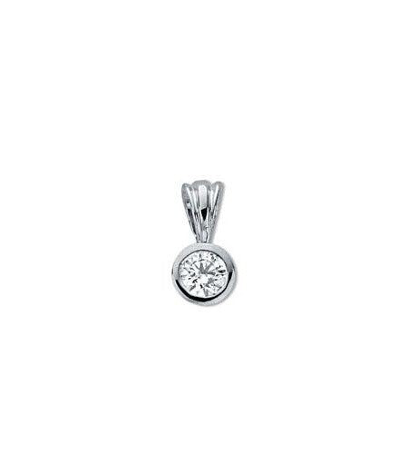 White Gold 0.15ct Rubover Set Diamond Pendant 18ct