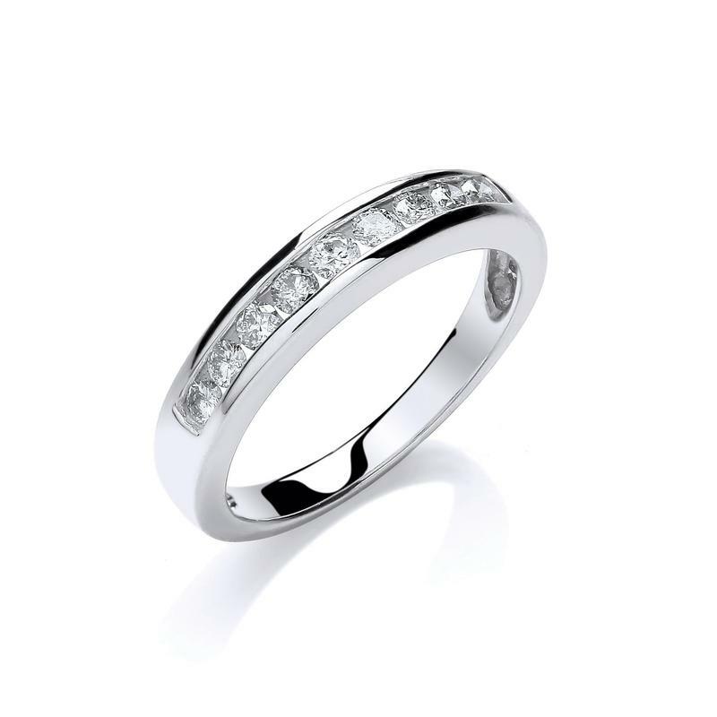 Anillo de eternidad de diamantes, talla N, oro blanco de 9 quilates, 0,35 quilates
