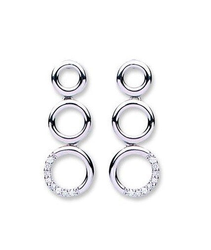 Pendientes colgantes de oro blanco de 9 quilates para mujer con diamantes de 0,08 quilates