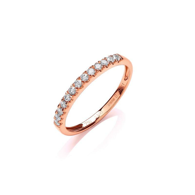 Anillo de media eternidad en oro rosa de 18 quilates, 0,20 quilates en total.