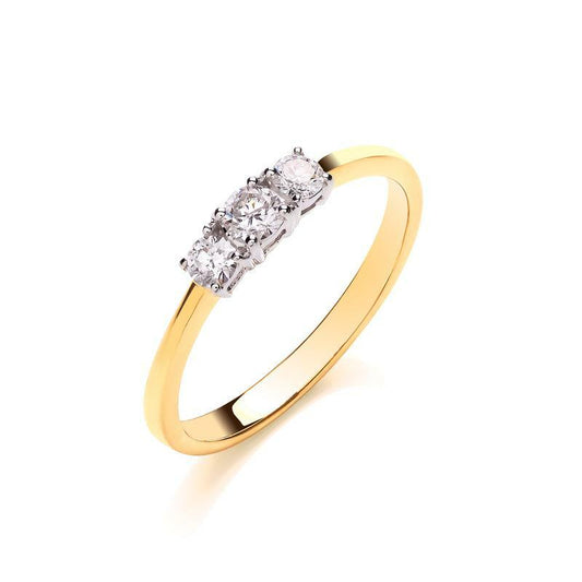 Ladies 18ct Yellow Gold 0.33ctw Diamond Trilogy Ring