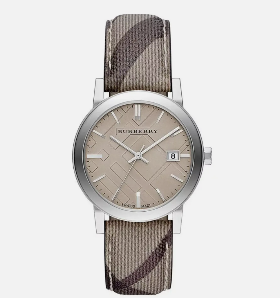 Burberry Womens Watch The City Smoke Check Strap BU9118