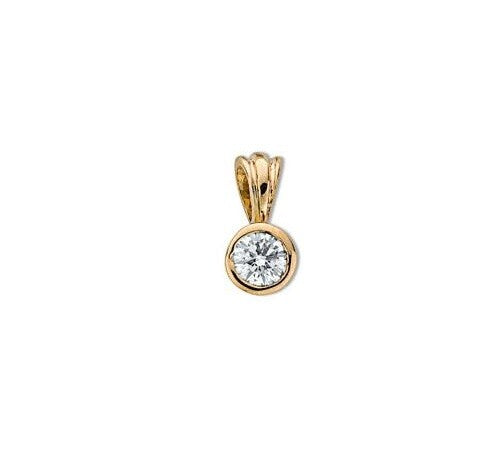 Ladies Yellow Gold Rubover Set Pendant