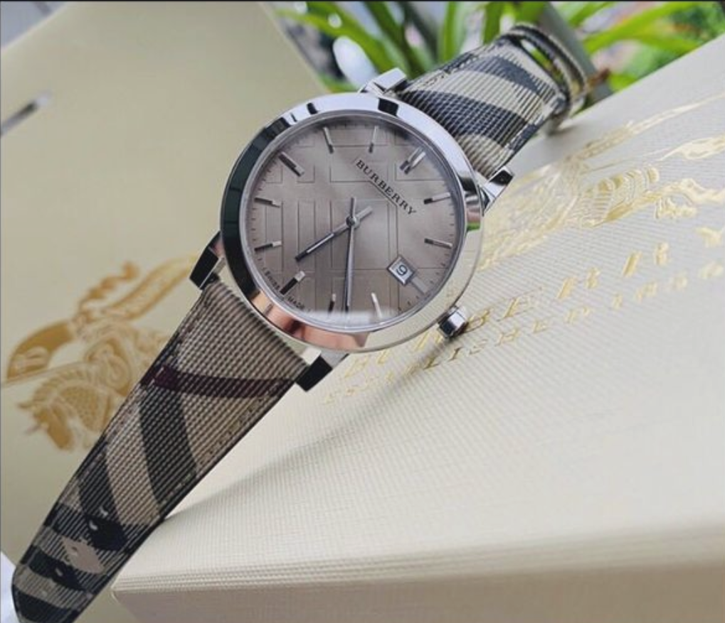 Burberry Womens Watch The City Smoke Check Strap BU9118