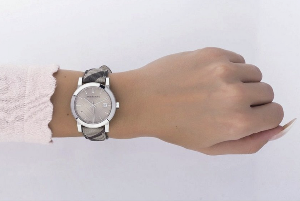 Burberry Womens Watch The City Smoke Check Strap BU9118
