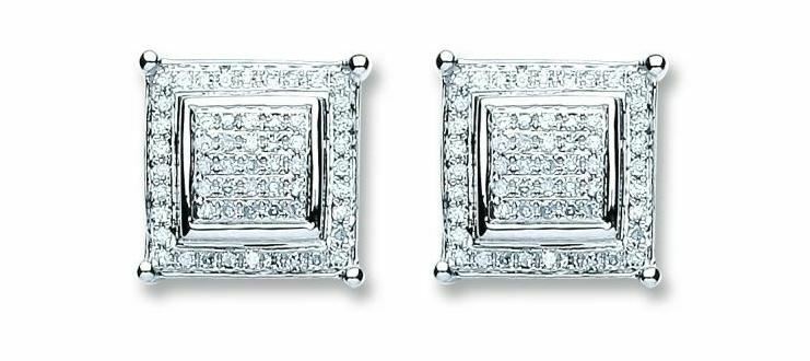 White Gold Diamond Stud Earrings 18ct