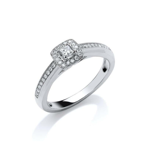 18ct white gold 0.25ct fancy diamond engagement ring size M