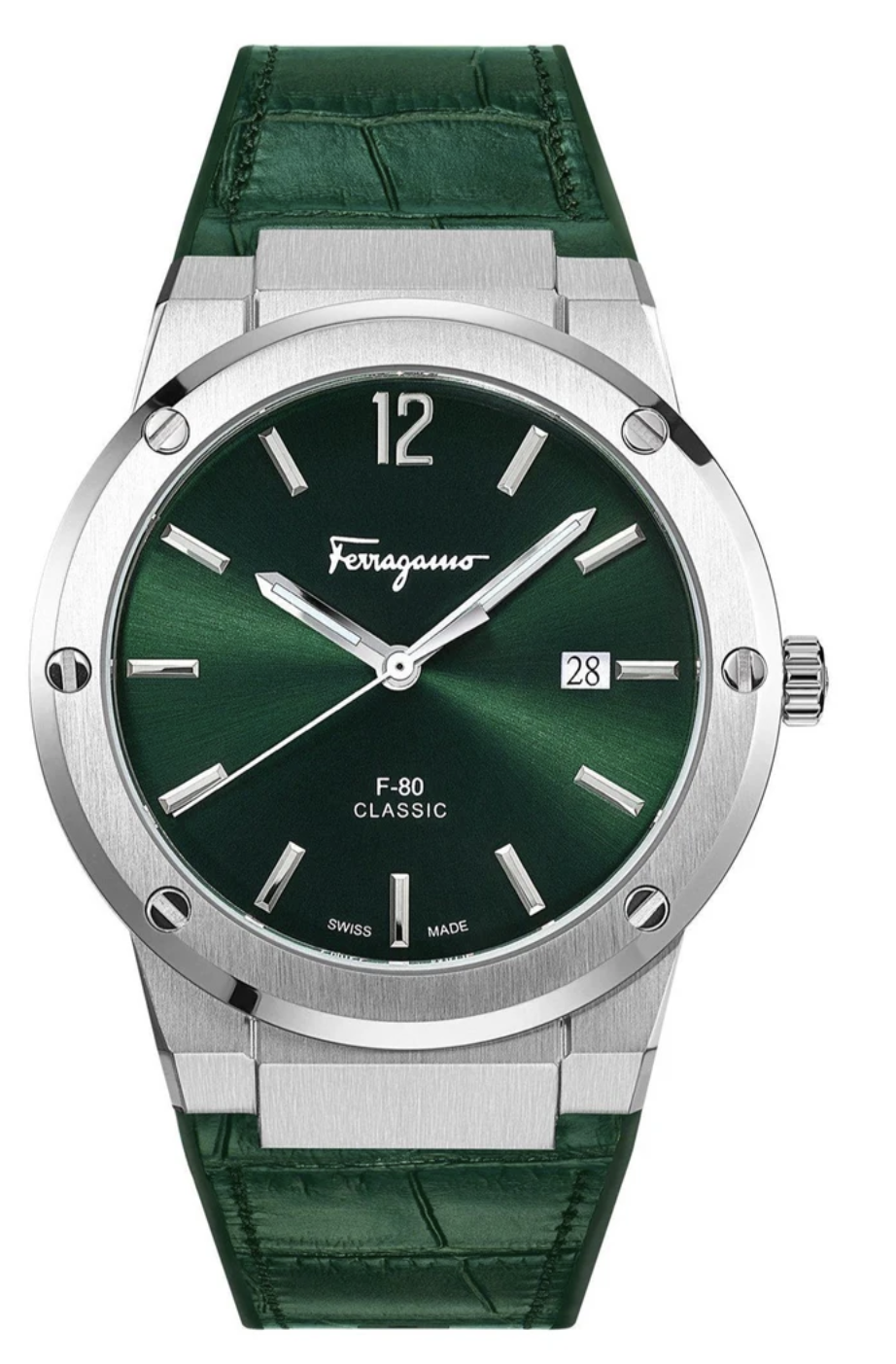 Reloj Salvatore Ferragamo F-80 Classic Quartz para hombre, esfera verde, SFDT00119