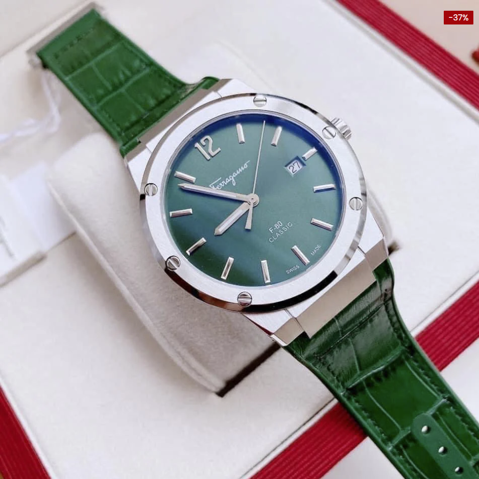 Salvatore Ferragamo F-80 Classic Quartz Green Dial Mens Watch SFDT00119