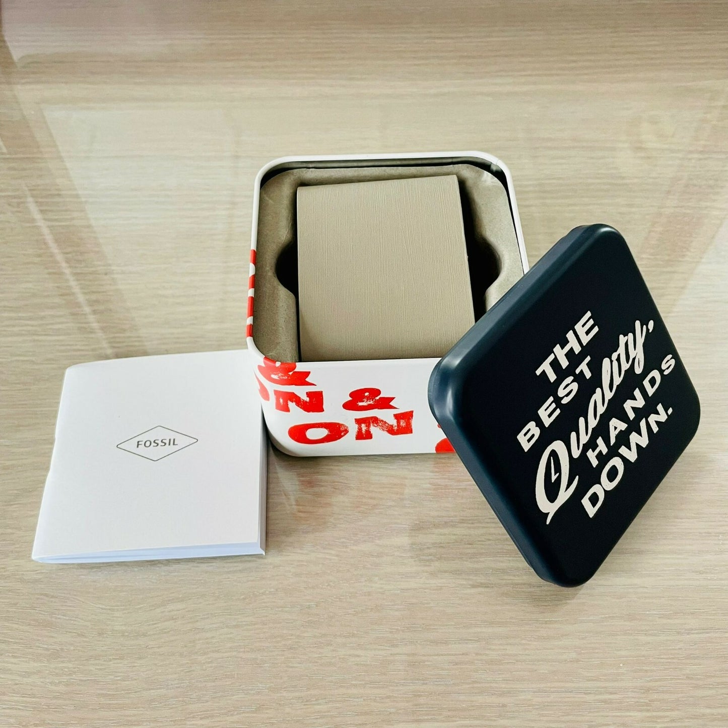 Genuine Fossil Tin Watch Storage Box + Manual