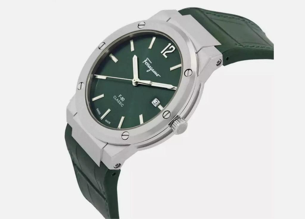 Salvatore Ferragamo F-80 Classic Quartz Green Dial Mens Watch SFDT00119