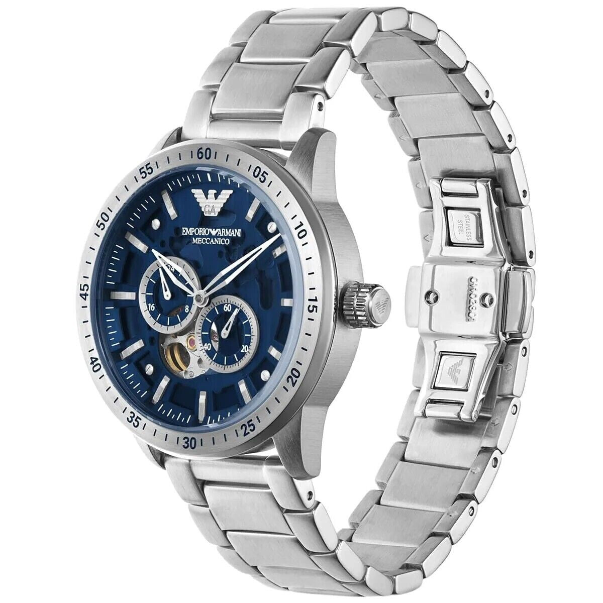Emporio Armani Mens Automatic Blue Dial Mario Watch AR60052