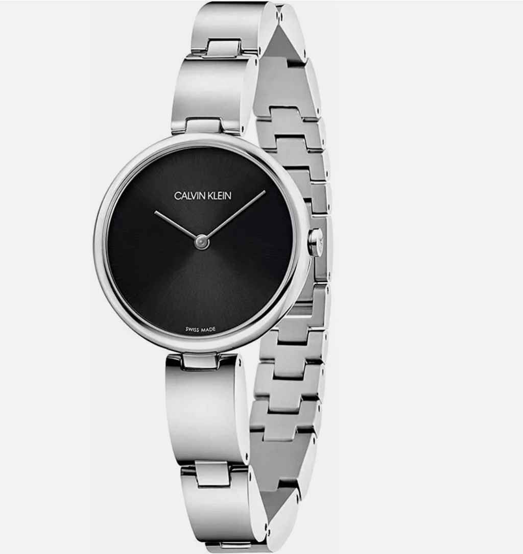 Reloj Calvin Klein Wavy Quartz para mujer, esfera negra, K9U23141