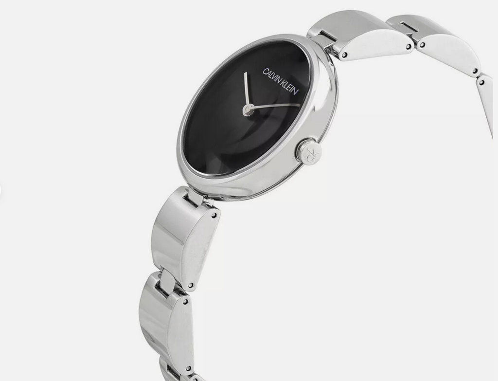 Reloj Calvin Klein Wavy Quartz para mujer, esfera negra, K9U23141