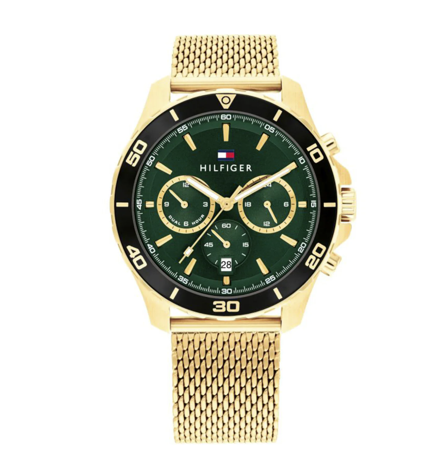 Reloj Tommy Hilfiger 1792093 Jordan para hombre con correa de malla dorada