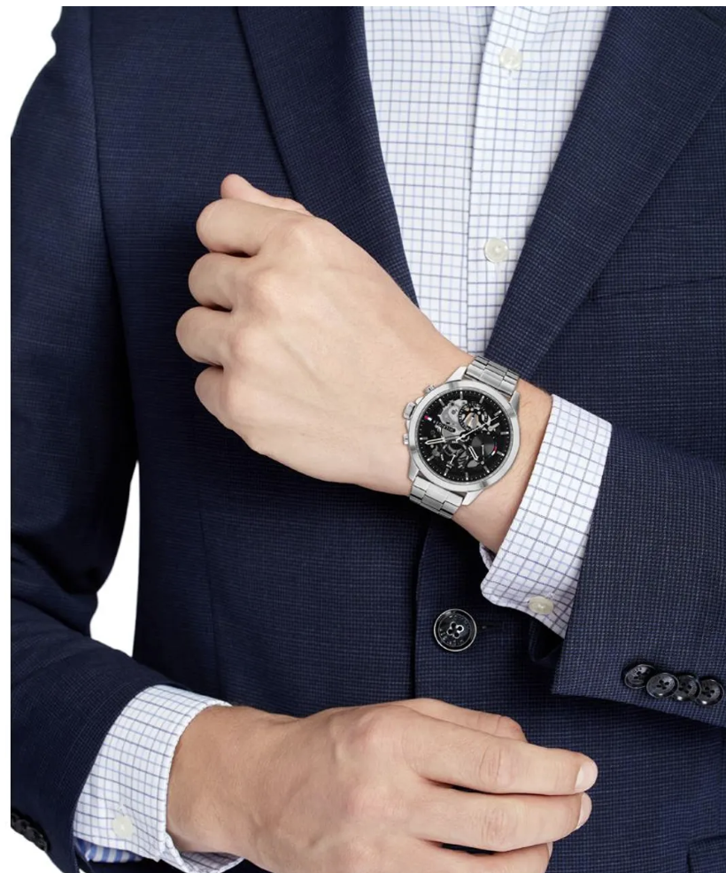 Reloj Tommy Hilfiger para hombre, esqueleto plateado 1710477