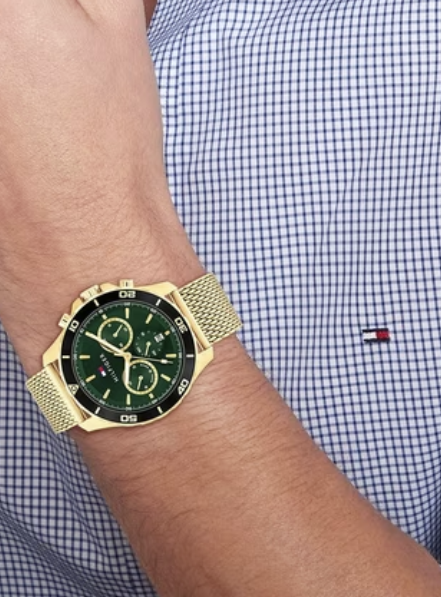 Reloj Tommy Hilfiger 1792093 Jordan para hombre con correa de malla dorada
