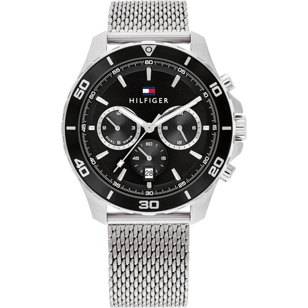Reloj Tommy Hilfiger 1792092 con esfera negra y brazalete de malla