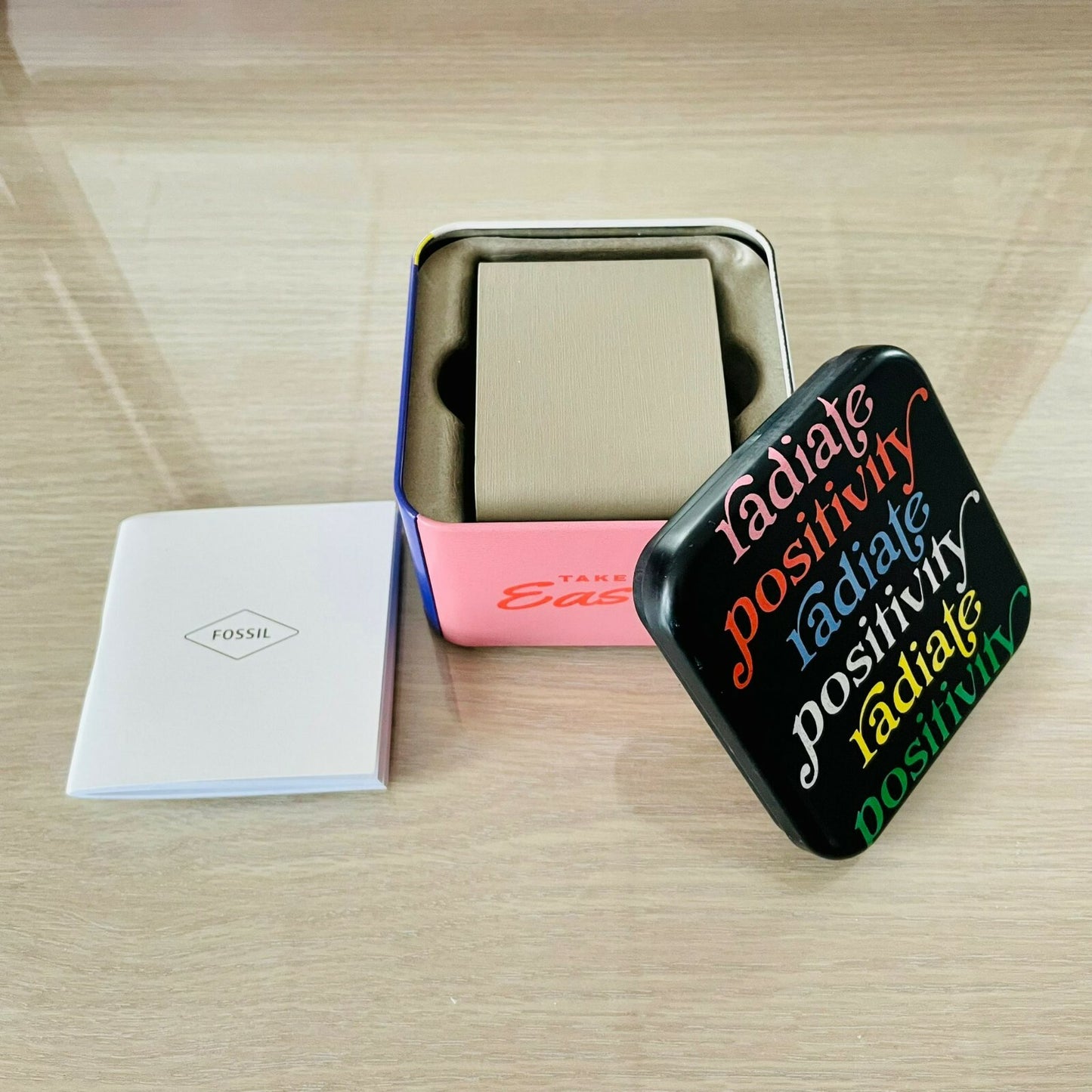 Genuine Fossil Tin Watch Storage Box + Manual