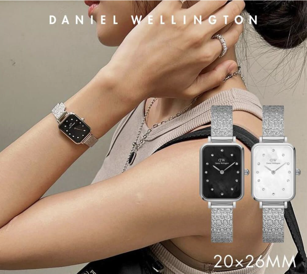 Reloj Daniel Wellington DW00100581 Quadro Lumine plateado para mujer, 20 mm