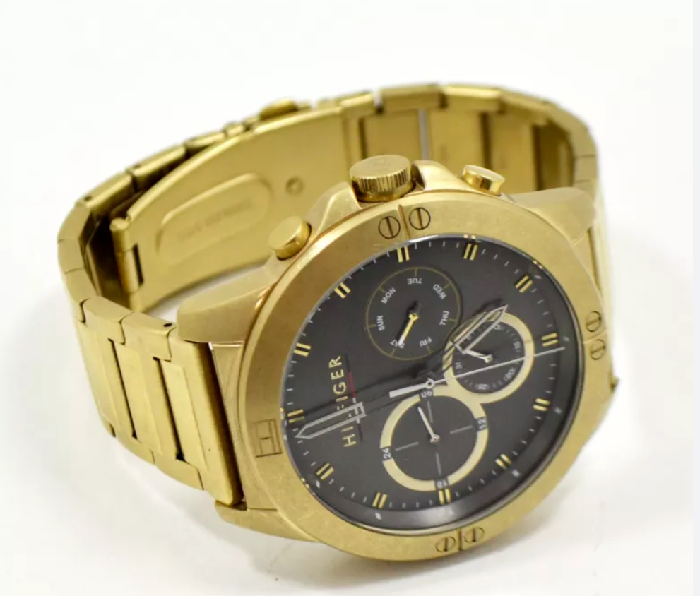Reloj Tommy Hilfiger 1791891 para hombre, modelo Harley, 46 mm, esfera gris, dorado