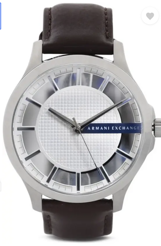 Armani Exchange Three-Hand Brown Leather Strap Dress Watch AX2187