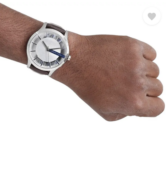 Armani Exchange Three-Hand Brown Leather Strap Dress Watch AX2187