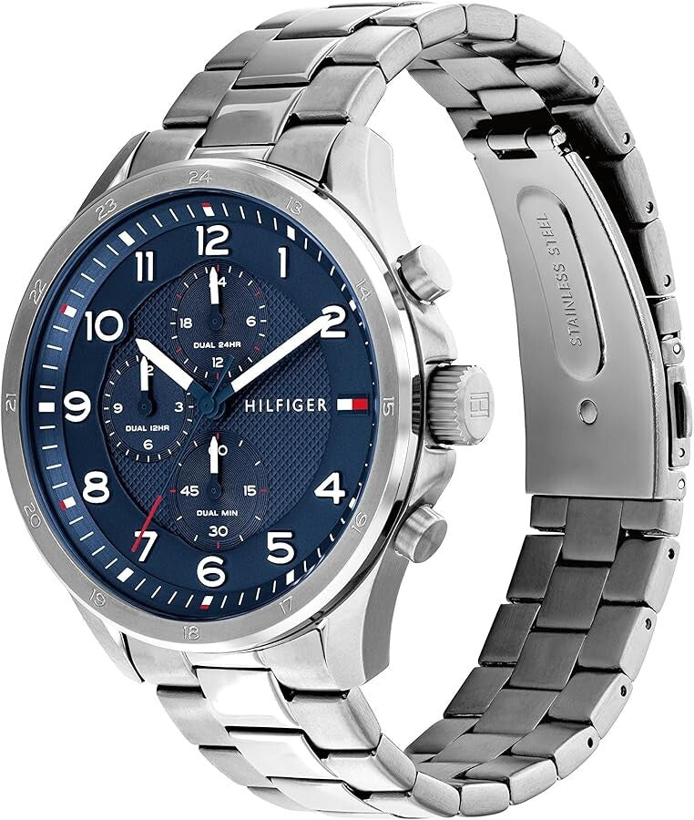 Reloj Tommy Hilfiger 1792007 para hombre, modelo Axel, 44 mm, esfera azul, con brazalete.