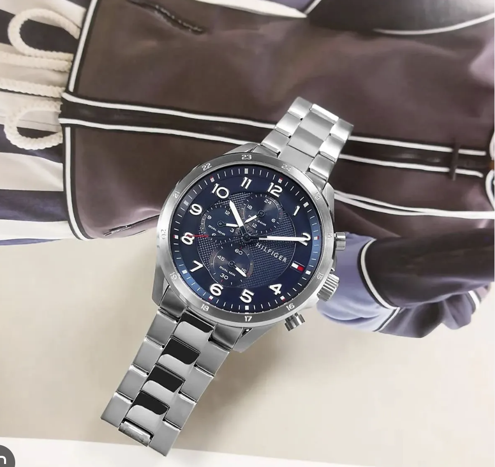 Reloj Tommy Hilfiger 1792007 para hombre, modelo Axel, 44 mm, esfera azul, con brazalete.