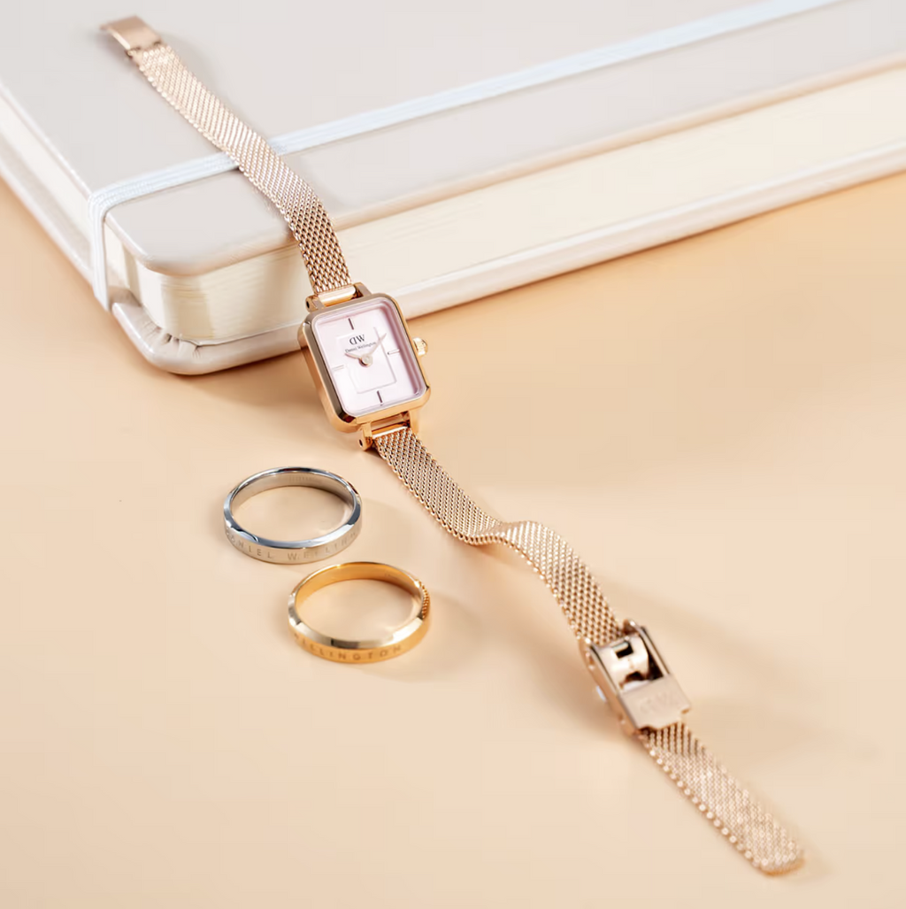 Daniel Wellington Quadro Mini Melrose Rose Gold Blush Womens Watch DW00100650