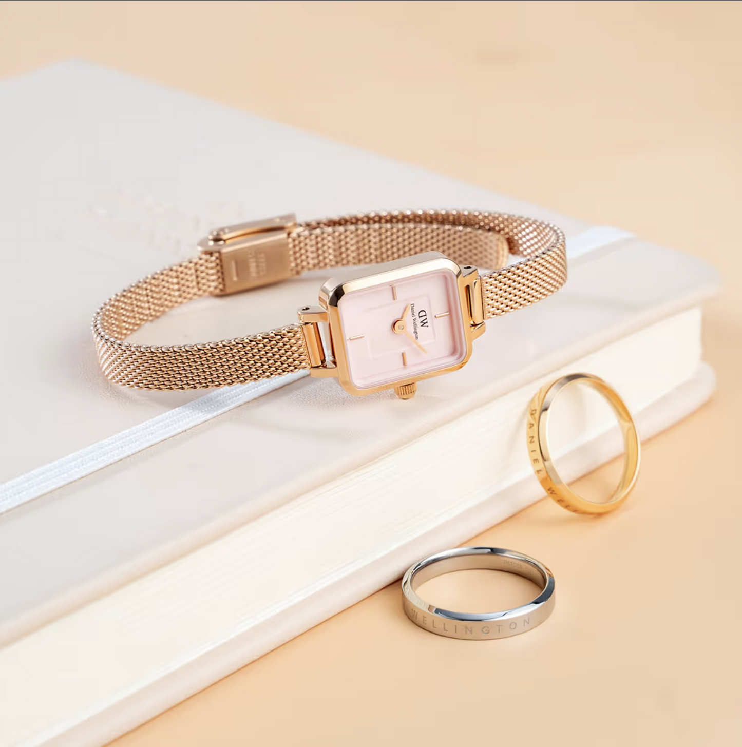 Daniel Wellington Quadro Mini Melrose Rose Gold Blush Ladies Watch DW00100650