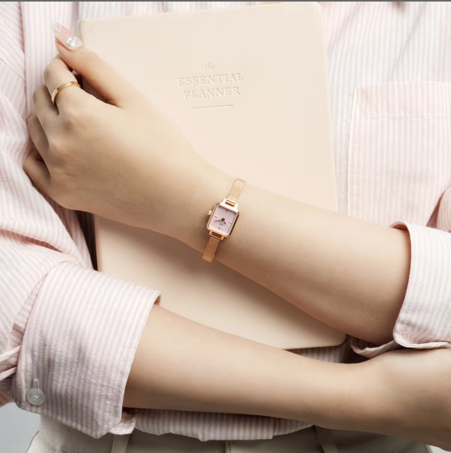 Daniel Wellington Quadro Mini Melrose Rose Gold Blush Ladies Watch DW00100650