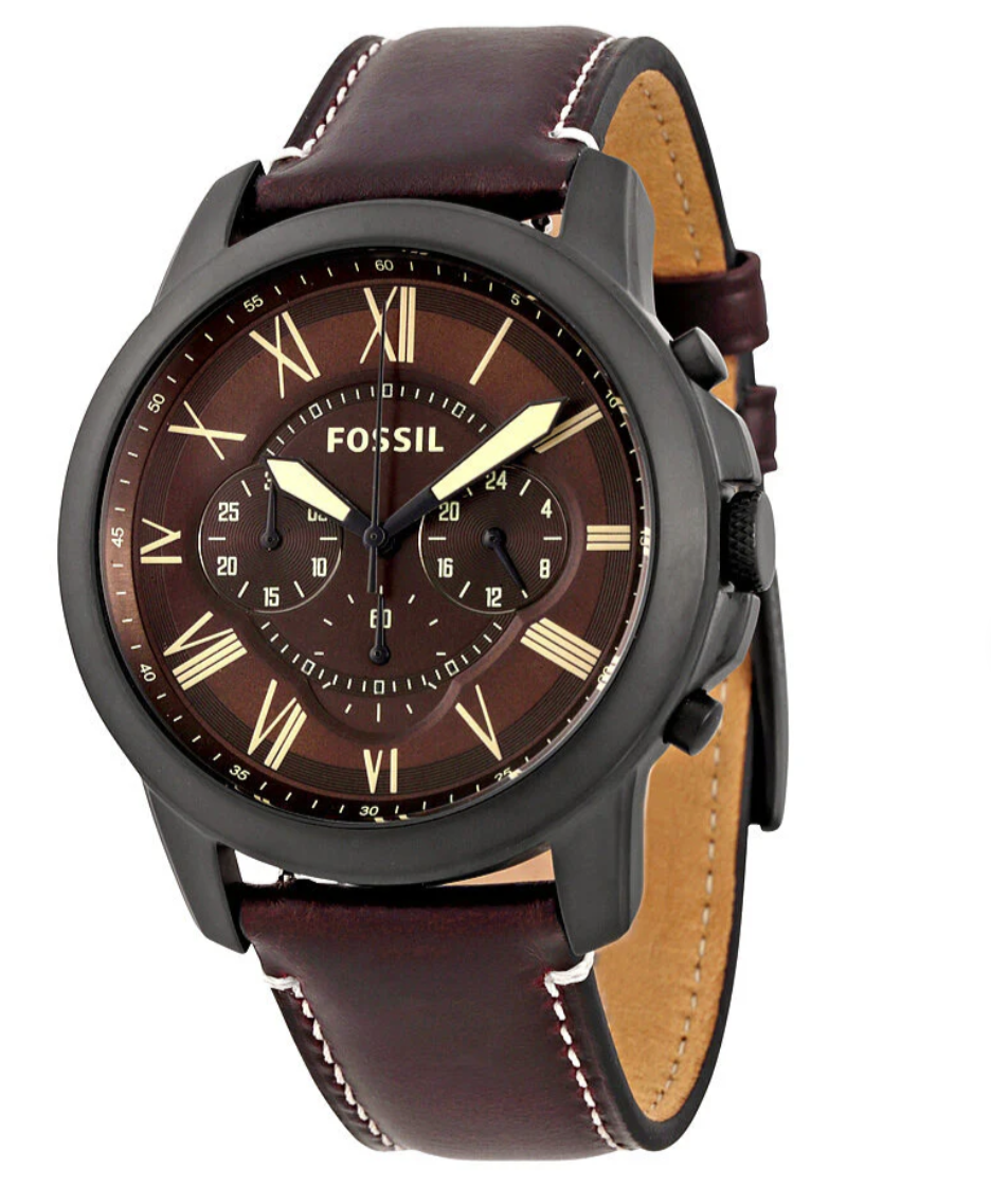 Reloj Fossil Grant FS5088 Cronógrafo con correa de cuero marrón
