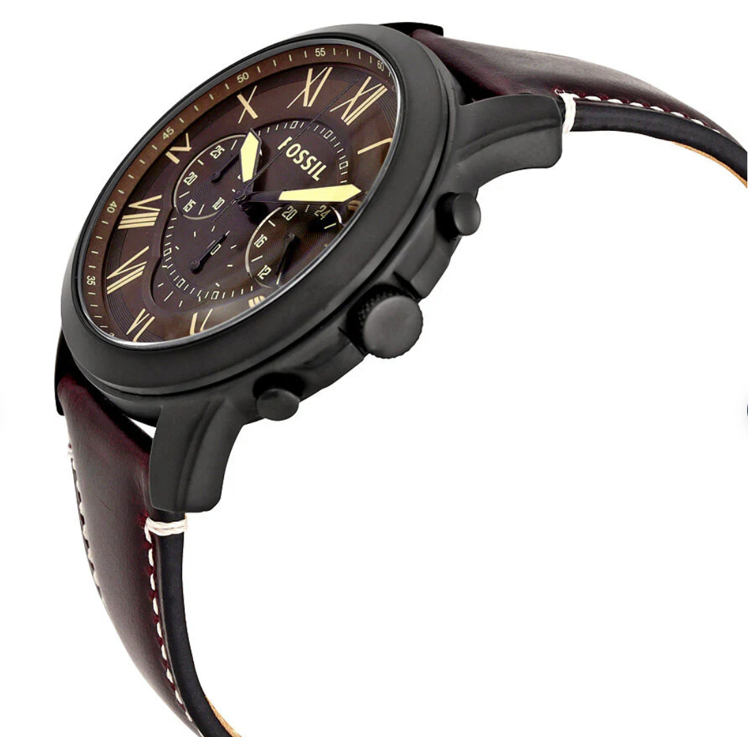 Reloj Fossil Grant FS5088 Cronógrafo con correa de cuero marrón