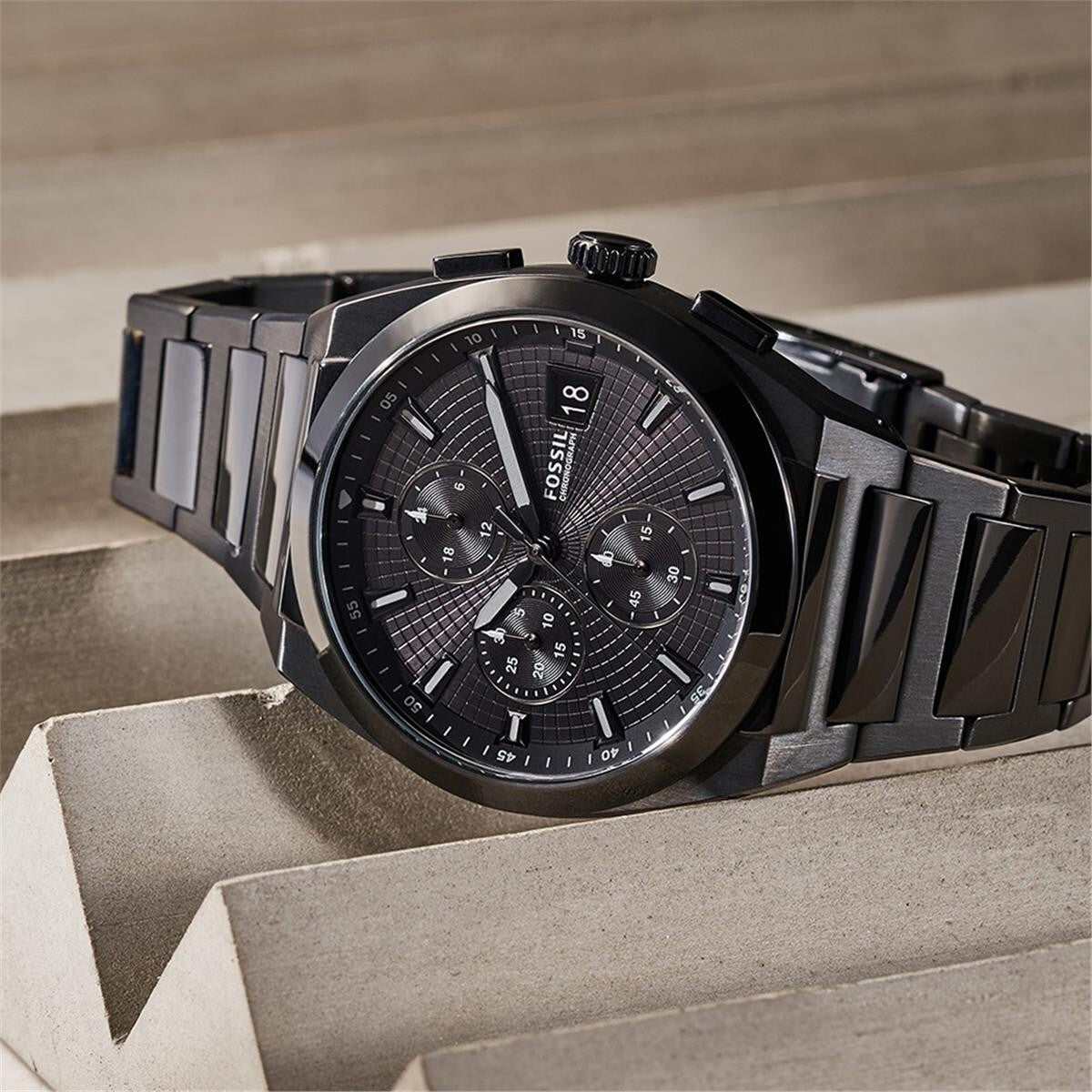 Reloj Fossil Everett FS5797 Cronógrafo de Acero Inoxidable Negro