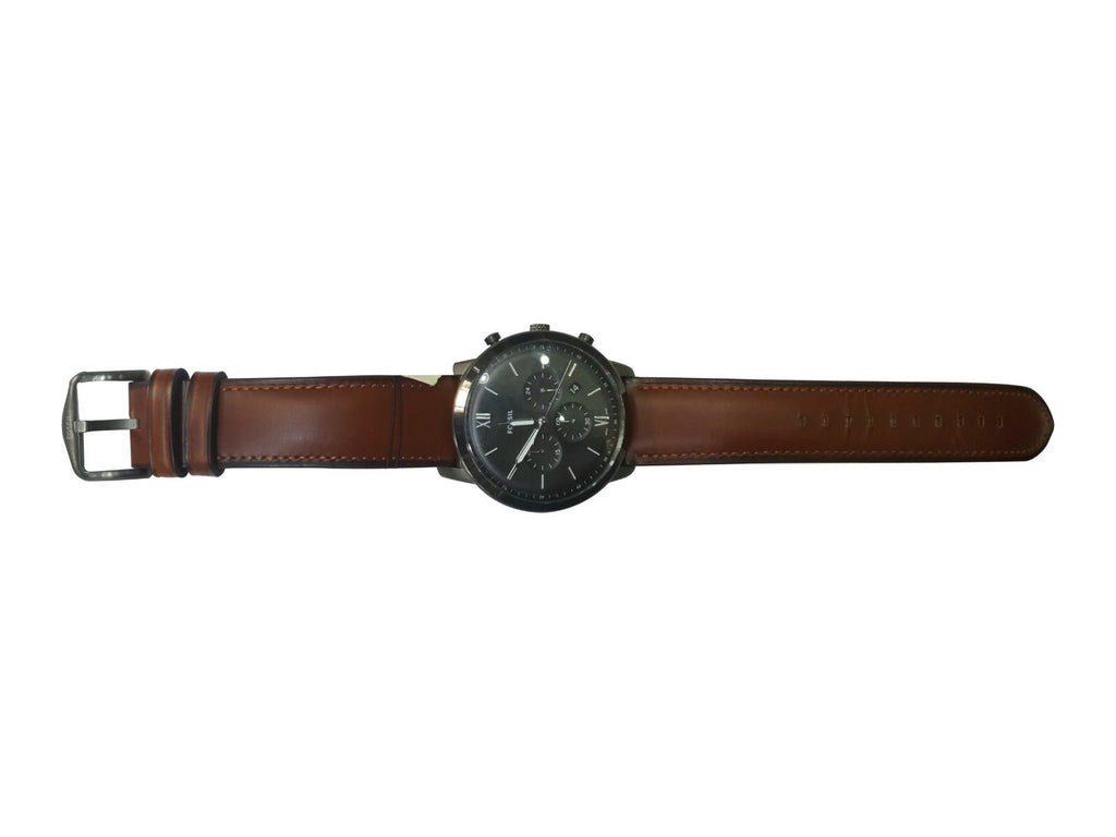 Reloj Fossil Neutra FS5512 Cronógrafo con correa de cuero ámbar