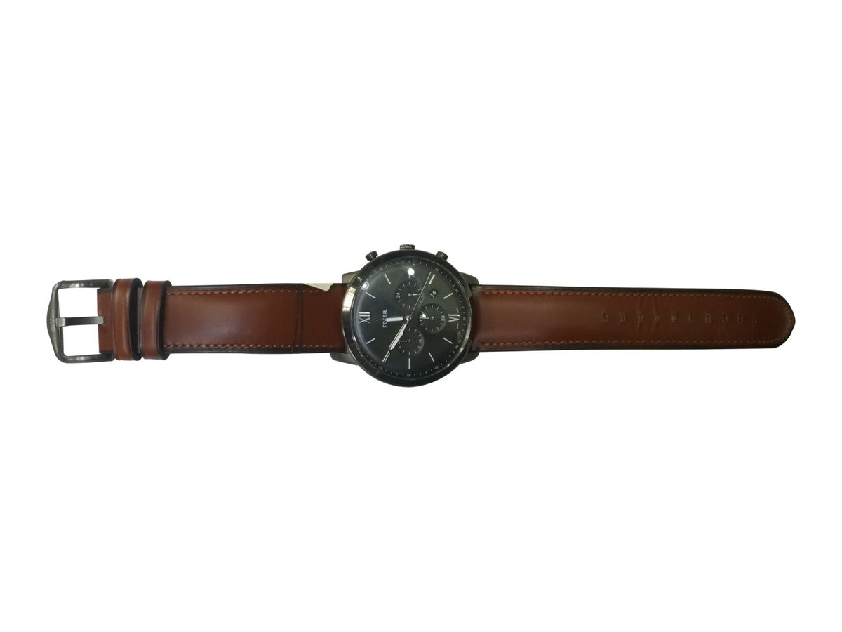 Reloj Fossil Neutra FS5512 Cronógrafo con correa de cuero ámbar