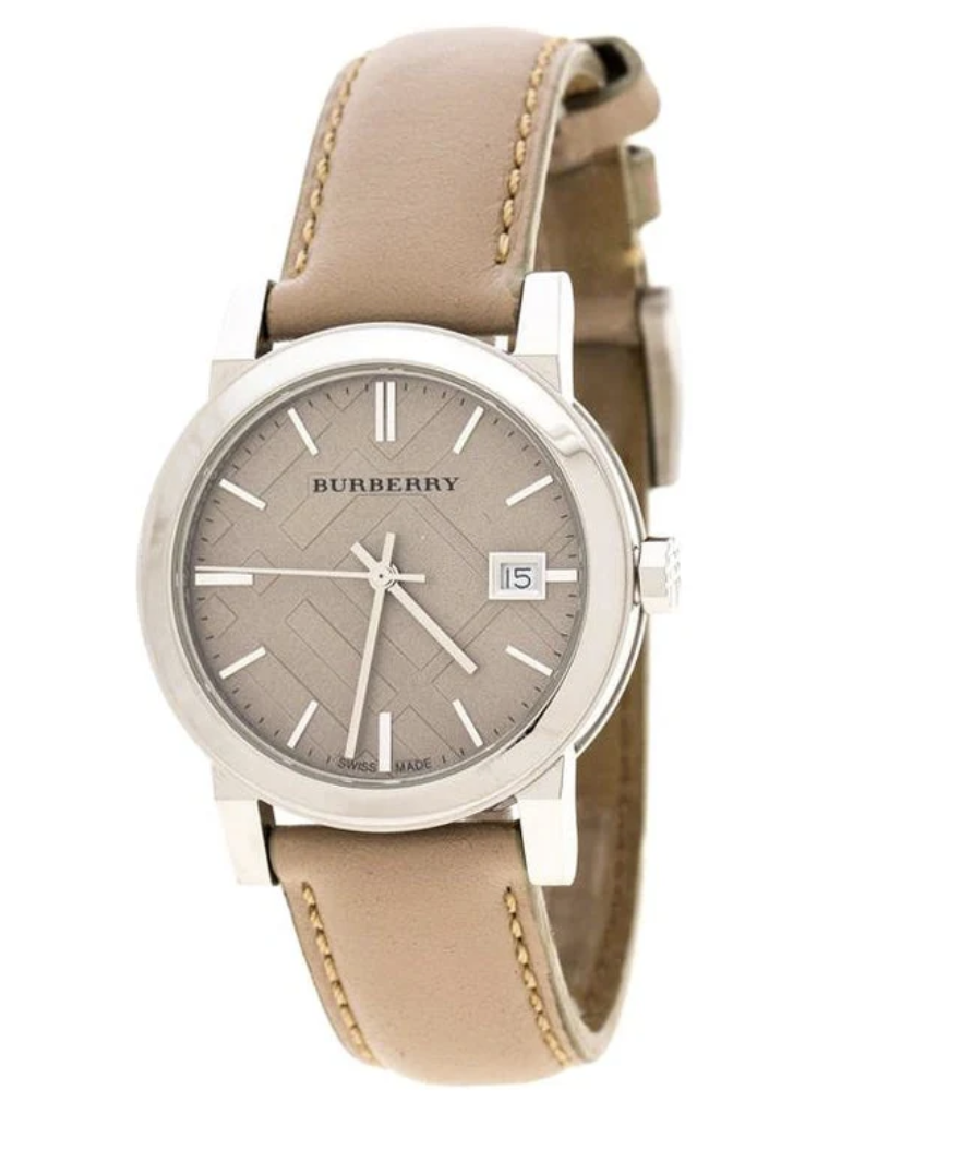 Reloj Burberry BU9107 Heritage para mujer, esfera beige a cuadros