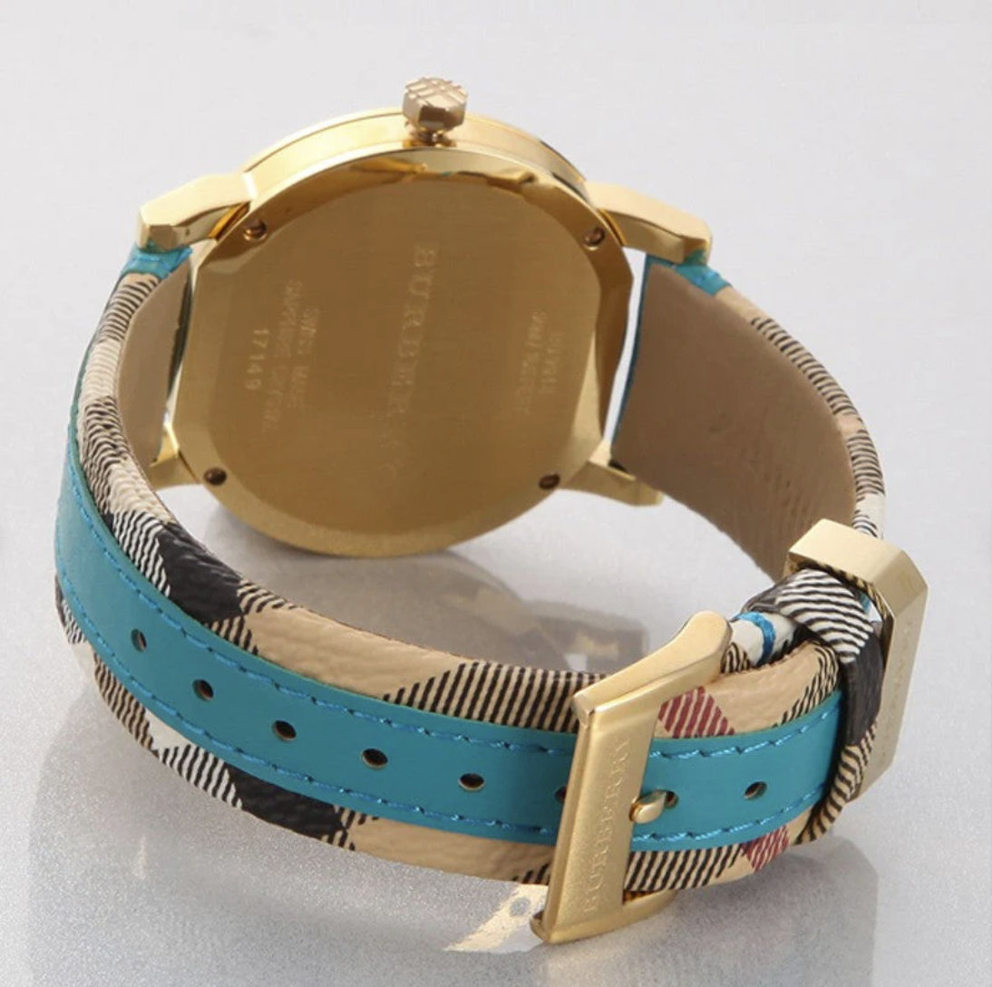 Reloj de mujer Burberry BU9018 con esfera beige y correa de piel, esfera con fecha