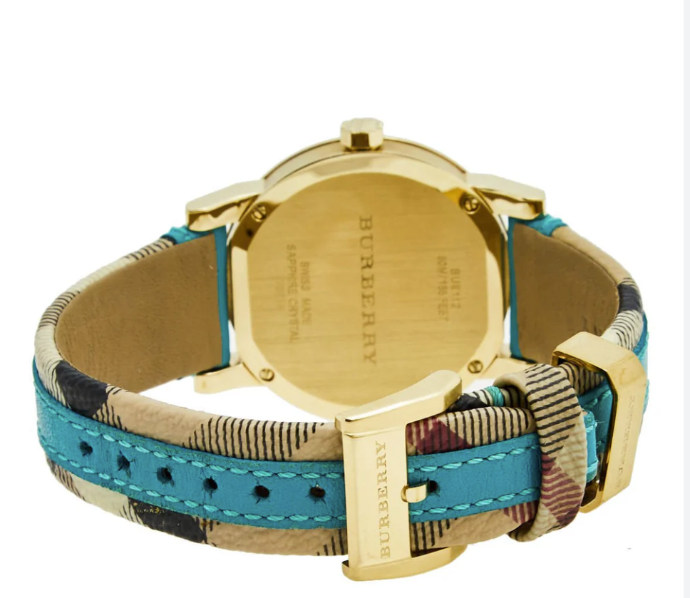 Reloj de mujer Burberry BU9018 con esfera beige y correa de piel, esfera con fecha