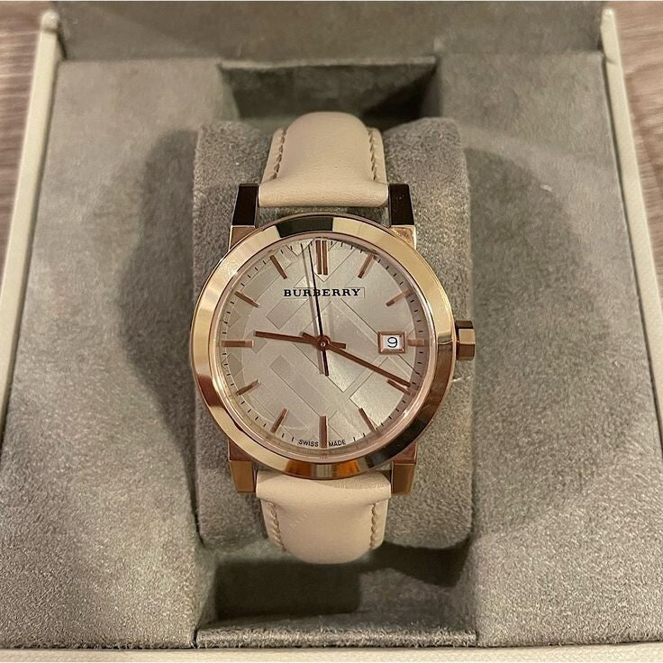 Burberry Womens BU9109 City Classic Beige Leather Strap Watch