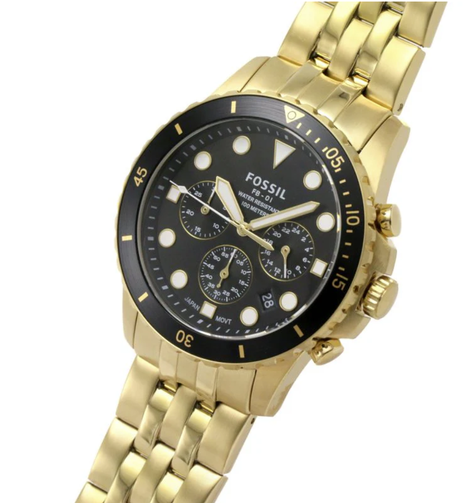 Fossil FB-01 Chrono Gold Analogue Quartz Watch FS5836
