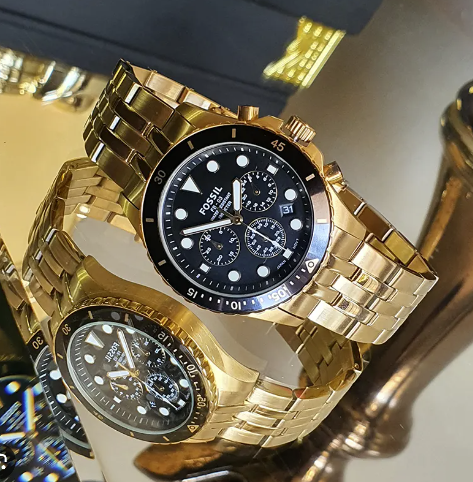 Fossil FB-01 Chrono Gold Analogue Quartz Watch FS5836