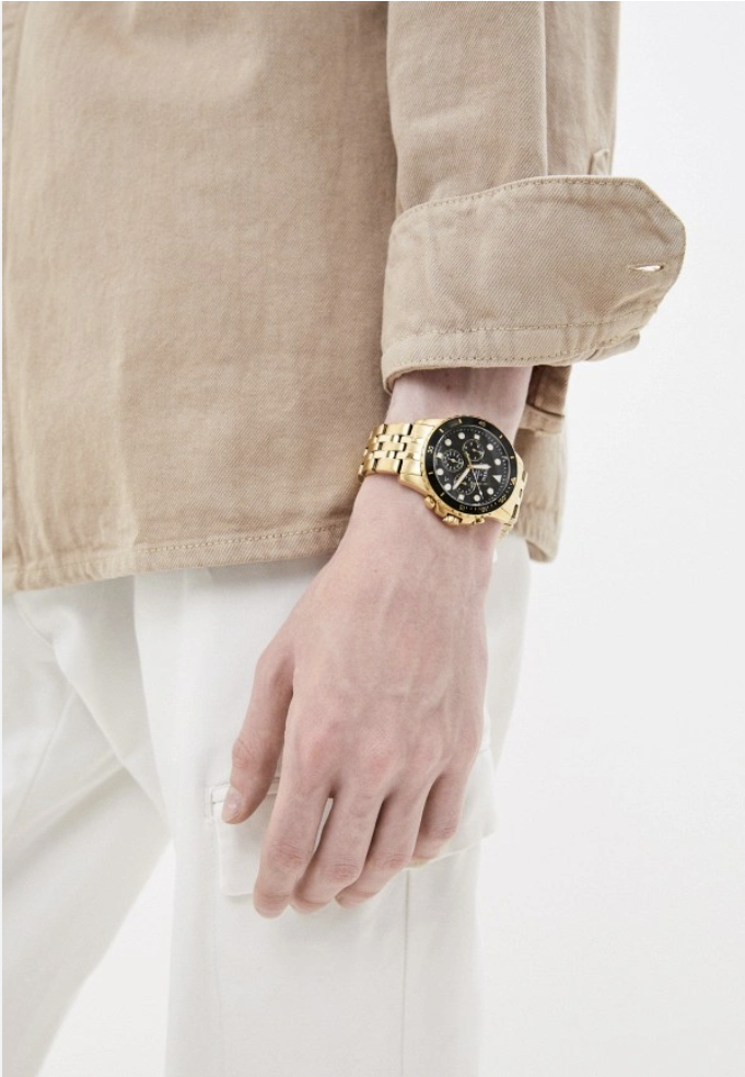 Fossil FB-01 Chrono Gold Analogue Quartz Watch FS5836