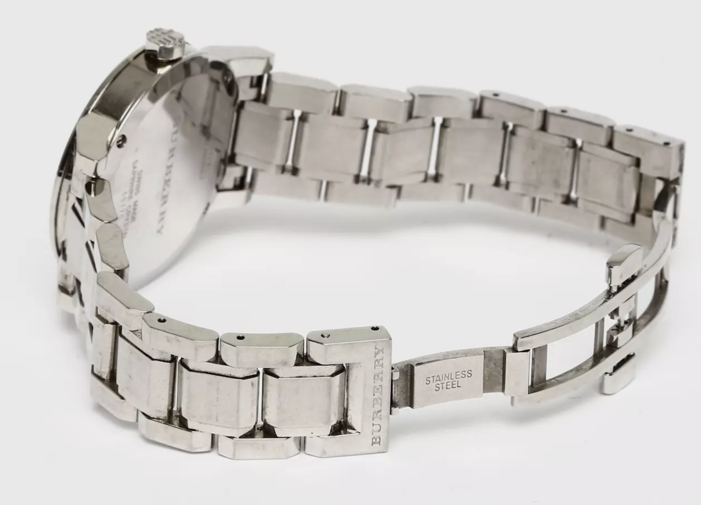 Burberry Ladies Pink Check Stamped Watch BU9124