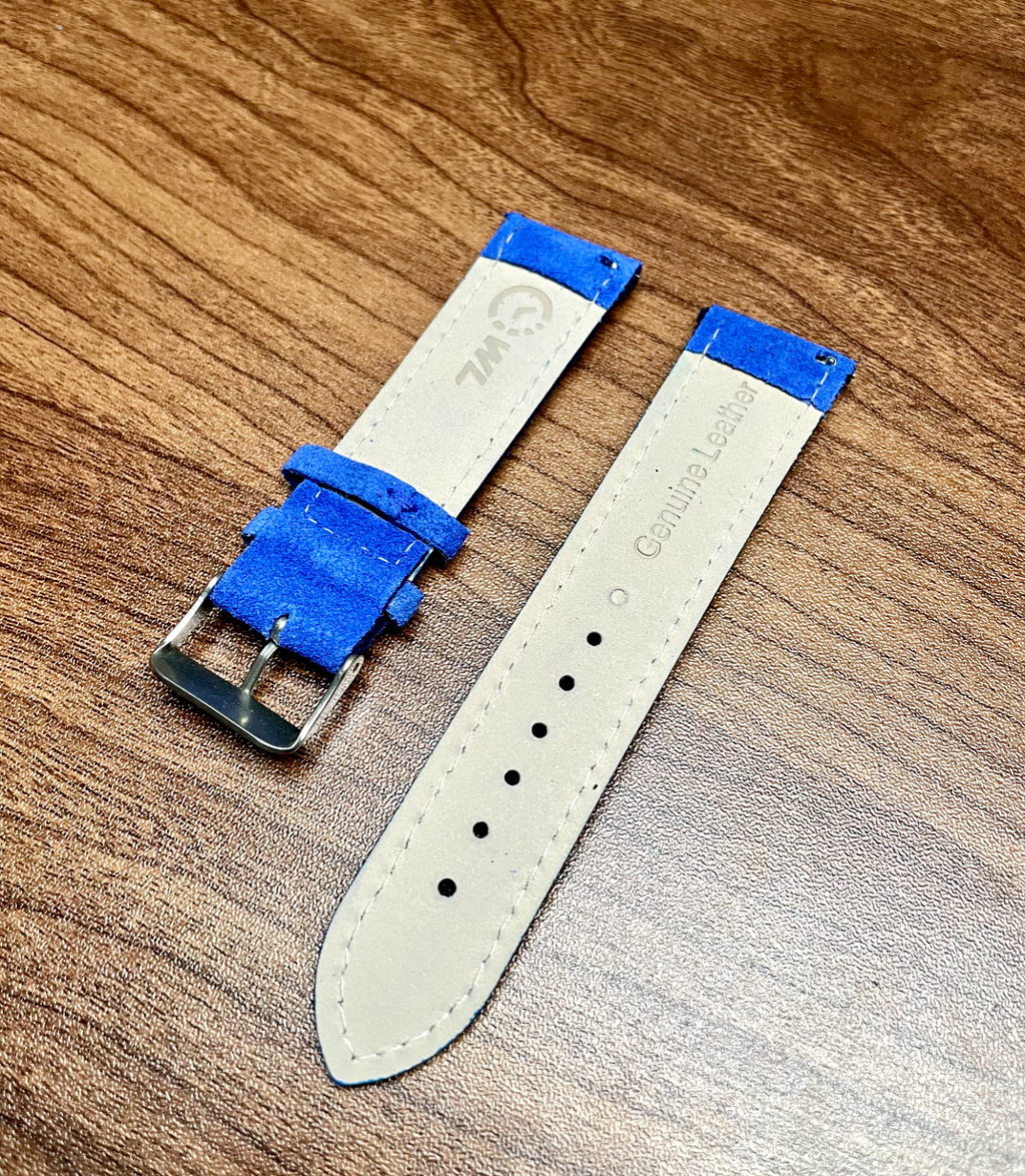 Grey Black Blue Red Purple Green Suede Leather Watch Strap Quick Release 20-22mm